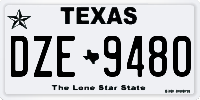 TX license plate DZE9480