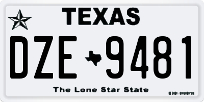 TX license plate DZE9481