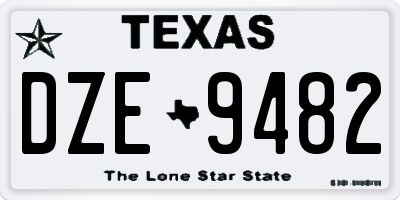 TX license plate DZE9482
