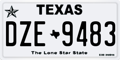 TX license plate DZE9483