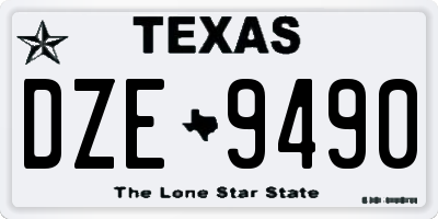 TX license plate DZE9490