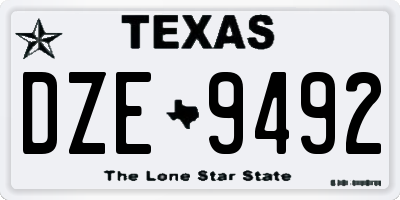 TX license plate DZE9492