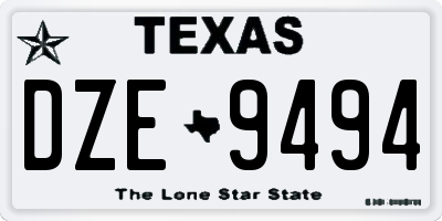 TX license plate DZE9494