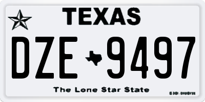 TX license plate DZE9497