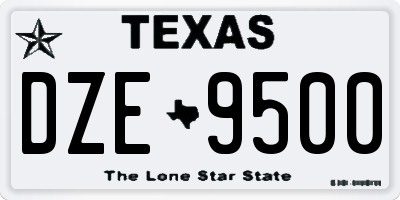 TX license plate DZE9500