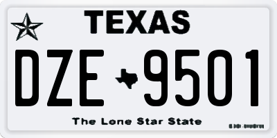 TX license plate DZE9501