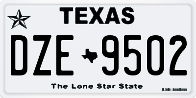 TX license plate DZE9502