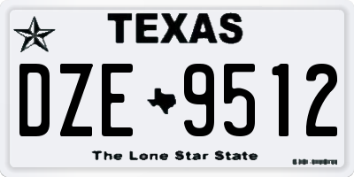 TX license plate DZE9512