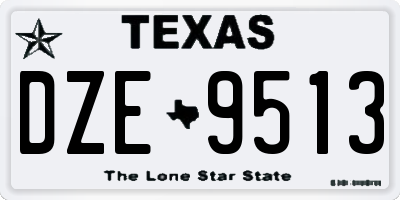 TX license plate DZE9513