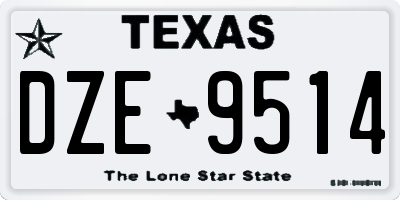 TX license plate DZE9514