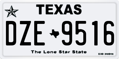 TX license plate DZE9516