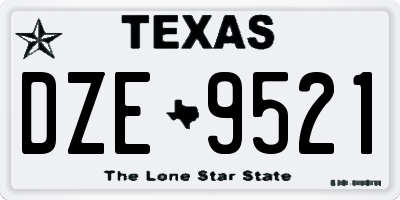 TX license plate DZE9521