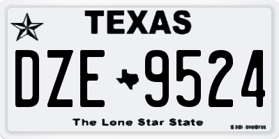 TX license plate DZE9524