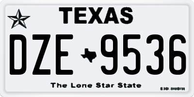 TX license plate DZE9536