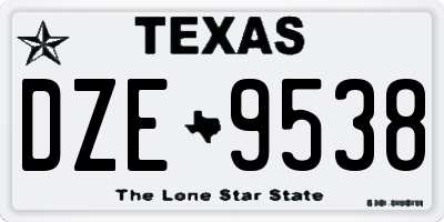 TX license plate DZE9538