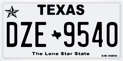 TX license plate DZE9540