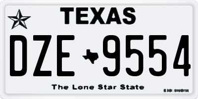 TX license plate DZE9554