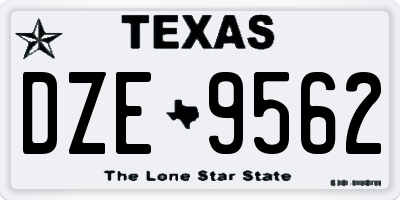 TX license plate DZE9562