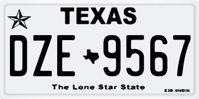 TX license plate DZE9567