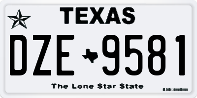 TX license plate DZE9581