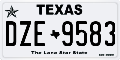 TX license plate DZE9583