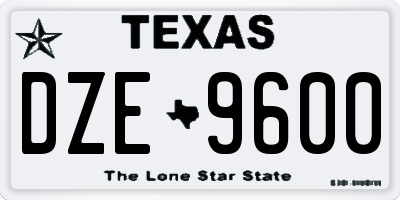 TX license plate DZE9600