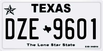 TX license plate DZE9601