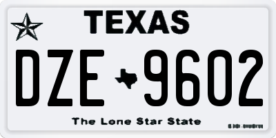 TX license plate DZE9602