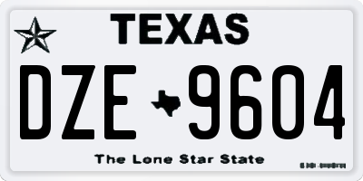 TX license plate DZE9604