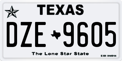 TX license plate DZE9605