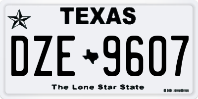 TX license plate DZE9607