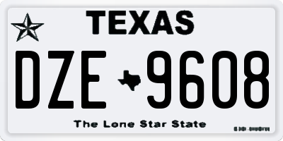 TX license plate DZE9608