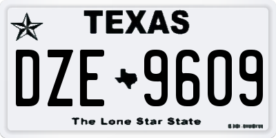 TX license plate DZE9609