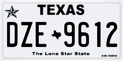 TX license plate DZE9612