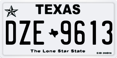 TX license plate DZE9613