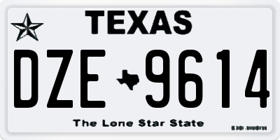 TX license plate DZE9614
