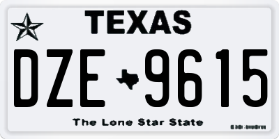 TX license plate DZE9615