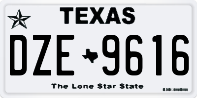 TX license plate DZE9616