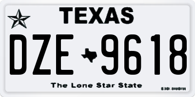 TX license plate DZE9618