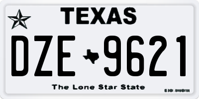 TX license plate DZE9621