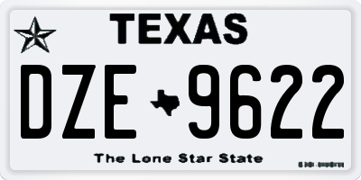 TX license plate DZE9622