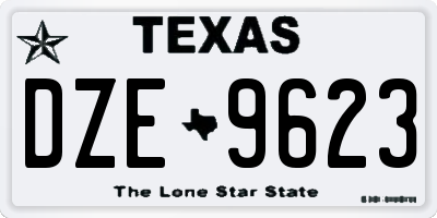 TX license plate DZE9623