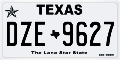 TX license plate DZE9627