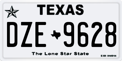 TX license plate DZE9628