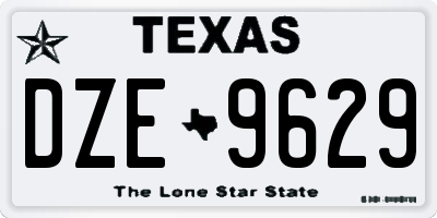 TX license plate DZE9629