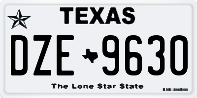 TX license plate DZE9630