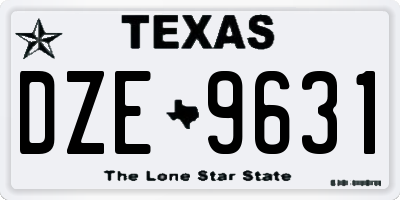 TX license plate DZE9631