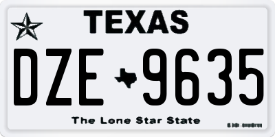 TX license plate DZE9635