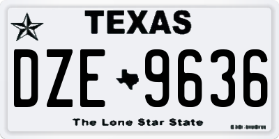 TX license plate DZE9636