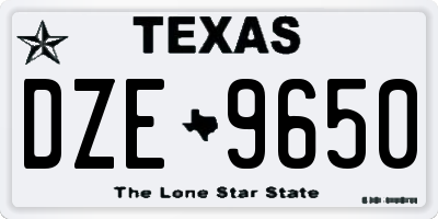 TX license plate DZE9650